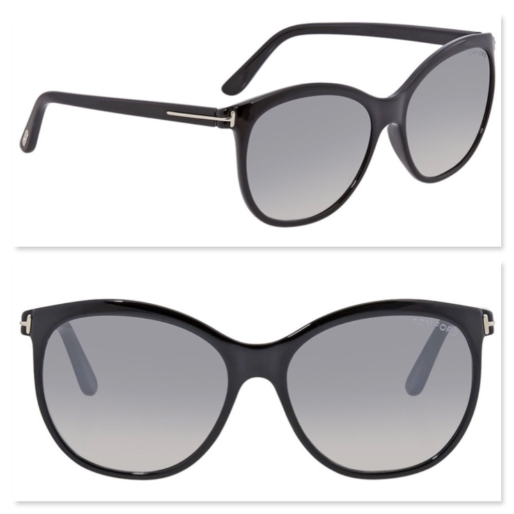 New TOM FORD Geraldine Rounded Black Sunglasses